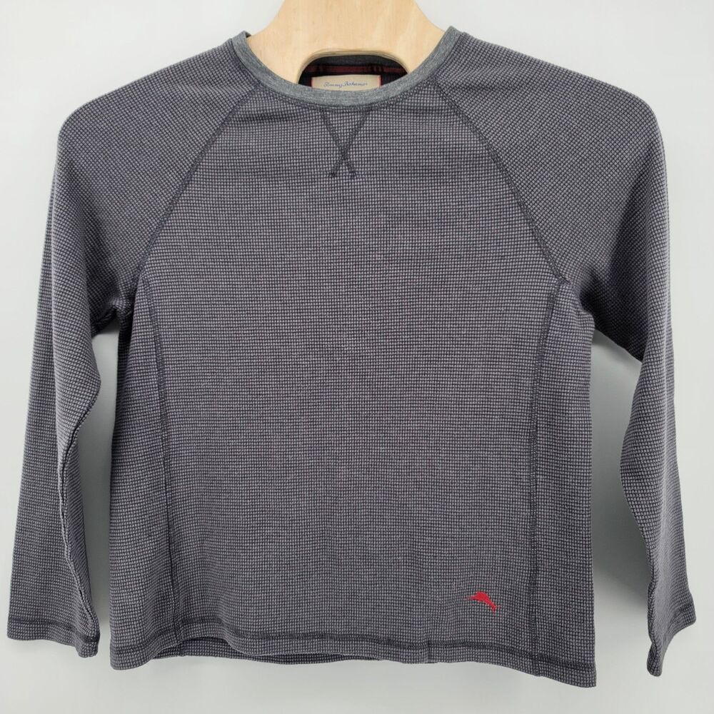 Tommy Bahama Men's Waffle-Knit Thermal Shirt‎ Grey Long Sleeve Raglan Medium
